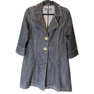 Baccini WoDenim Midi Dark Denim Jacket Button Details & Pleated Back Large